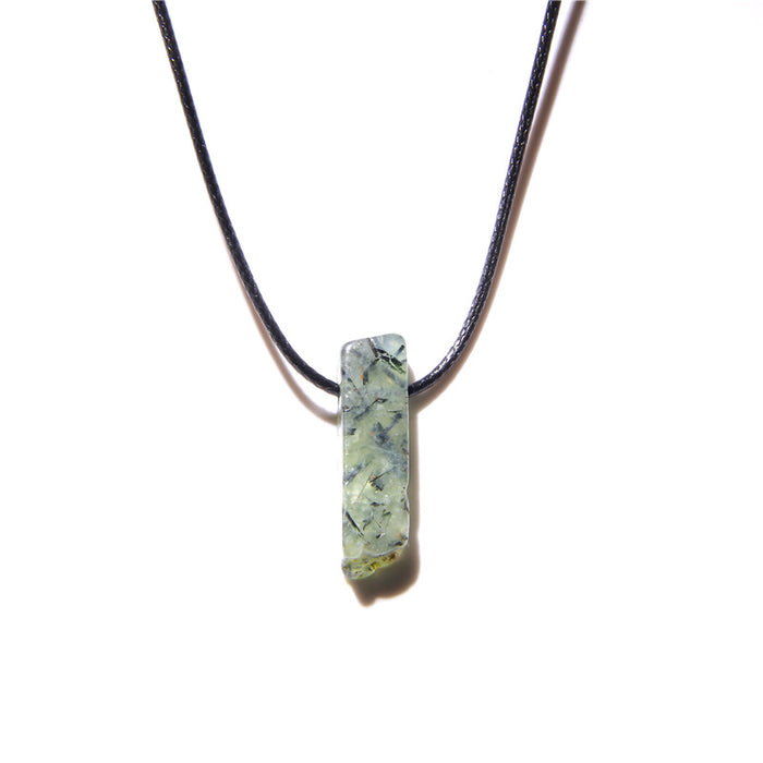 Wholesale Irregularly shaped raw stone flat tube pendant and stone bead necklace