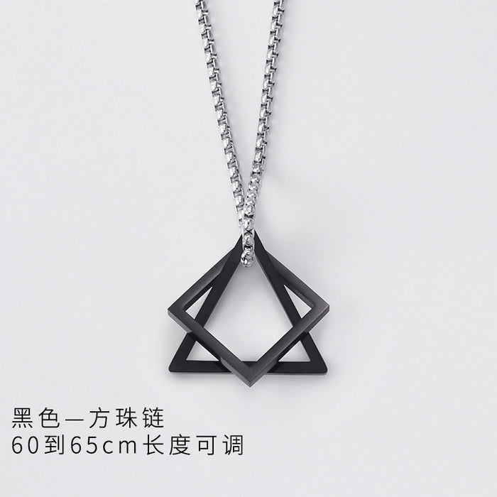 Wholesale Geometric triangle square combination titanium steel hip-hop necklace men's minimalist pendant accessory