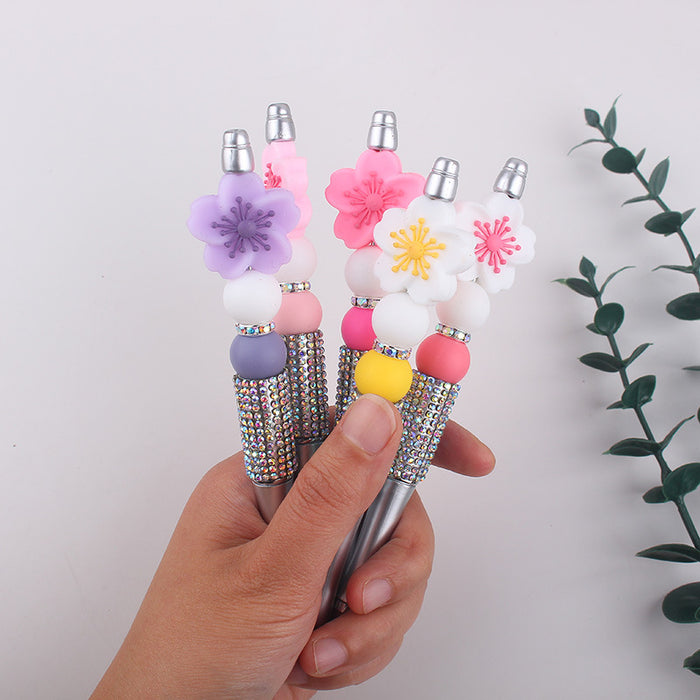 Wholesale Begonia  Silicone Beaded Pen Colorful Plastic Multifunctional Ballpoint Pen Gel Pen