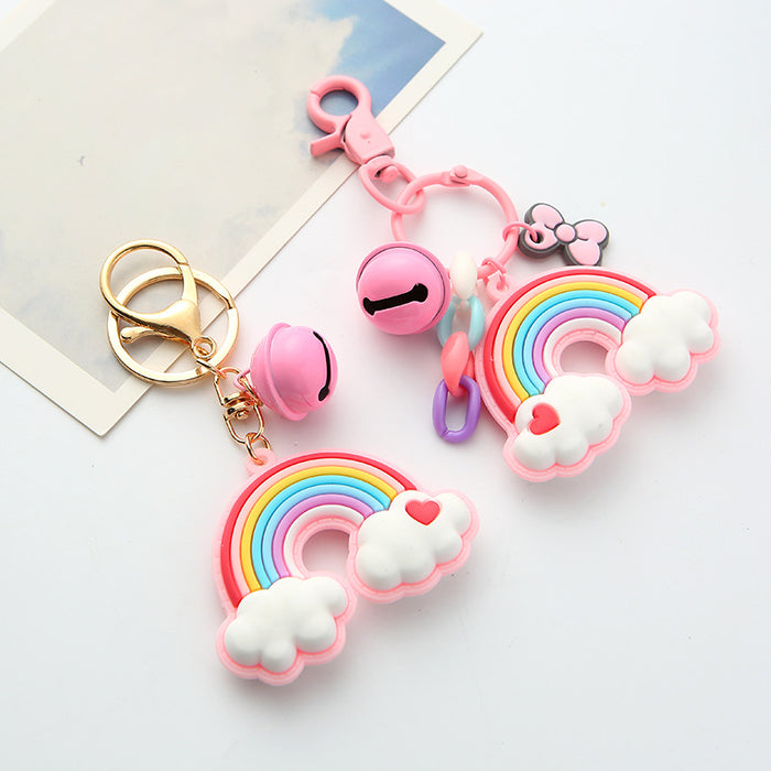 Wholesale  Keychain Cute Bell Rainbow Cloud Pendant Couple Bag Hanging Jewelry