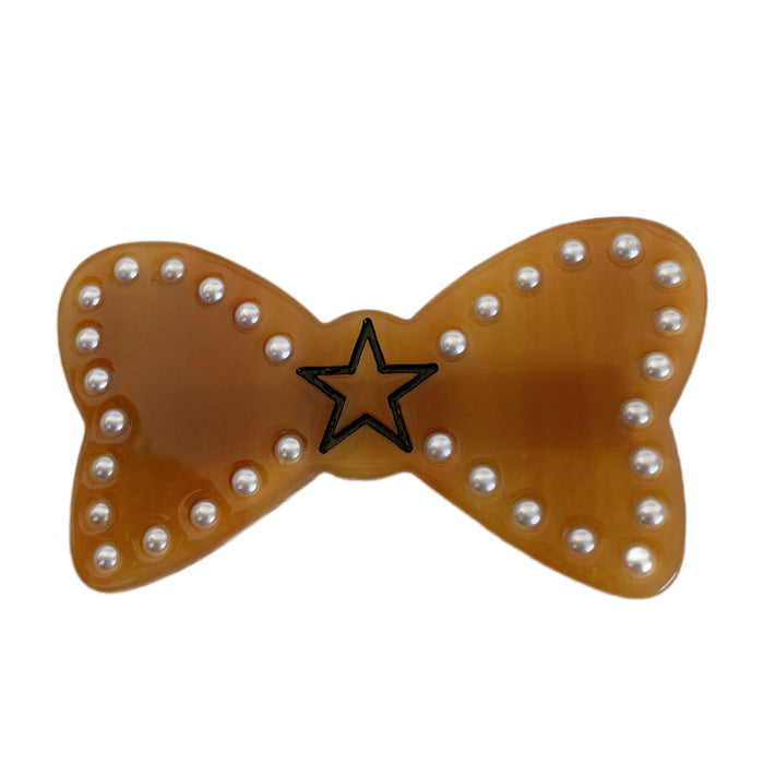Wholesale Sweet new duckbill clip cute five-pointed star bow hairpin high-end pearl side clip hair accessories