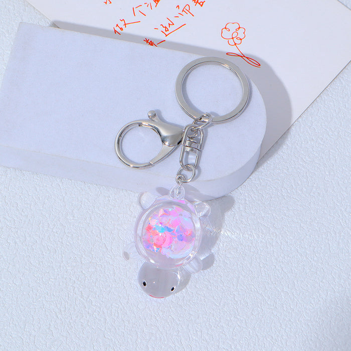 Wholesale Transparent Acrylic Turtle Keychain Padded Doll Pendant Girl Bag Pendant