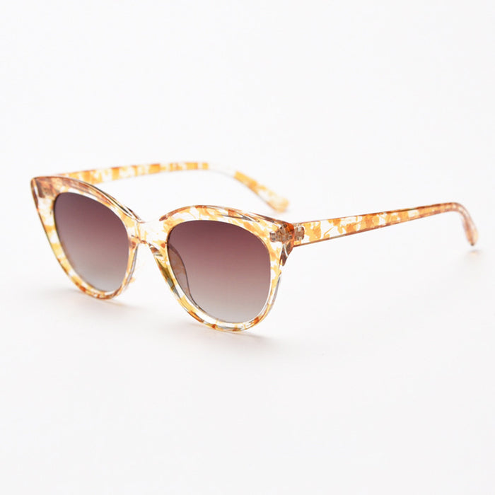 Wholesale Cat's Eye Polarized Sunglasses Personalized Floral Fashion Concave Sunglasses Can Be Paired with Myopia