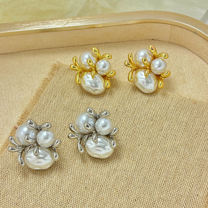 Wholesale Pearl Flower Ear Stud Women's  Earrings s925 Silver Needle
