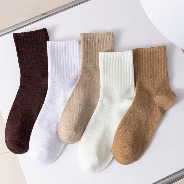 Wholesale Women's Solid Color Thick Pile Socks Women's Socks Coffee Color Vertical Bar Confinement Socks JDC-SK-JiaMu008