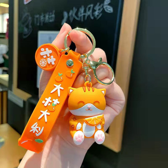 Wholesale Cat Keychain Pendant Cute Cartoon Couple Backpack Keyring Simple Car Hanging Decoration