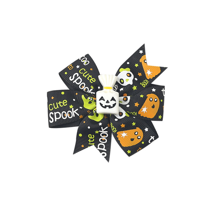 Wholesale Halloween Children's Three-layer Swallowtail Bow Fabric Hairpin JDC-HC-QiuN010