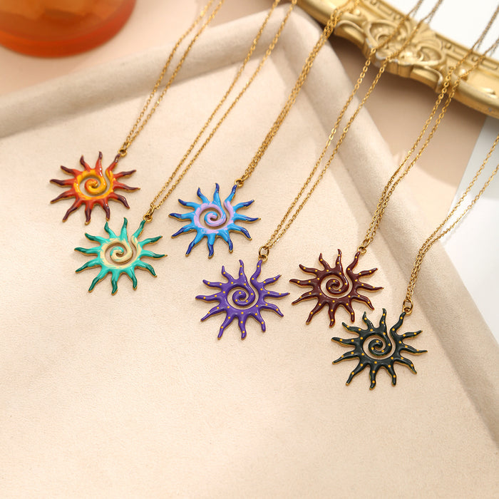 Wholesale Stainless Steel Sun Pendant Necklace