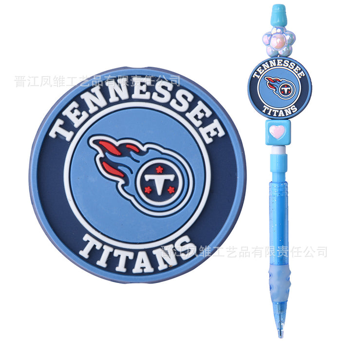 Wholesale 50pcs Rugby team series beads ballpoint pen beaded accessories fun stationery cartoon accessories detachable