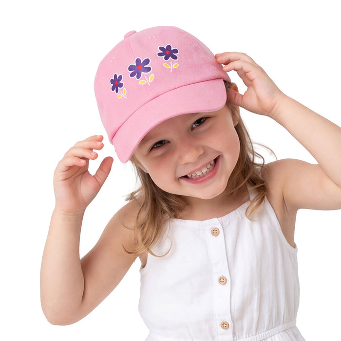 Wholesale Embroidered Flower Baseball Cap for Girls - Trendy Sun Hat with Curved Brim