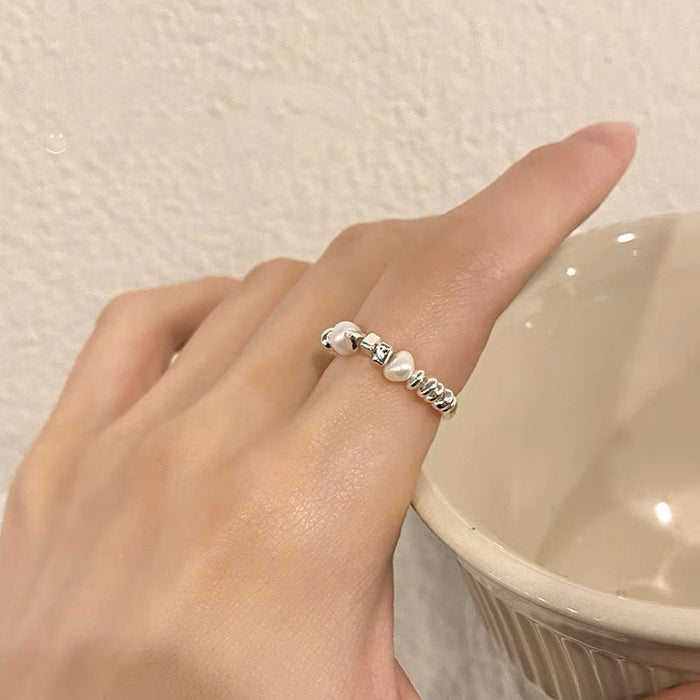 Wholesale Irregular pearl ring for women, light luxury, niche design, high-end feel, index finger ring, fashionable and personalized ring