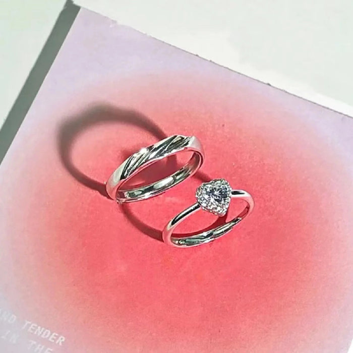 Wholesale Couple's ring for men and women, light luxury, niche, simple and fashionable, star point matching ring with adjustable opening