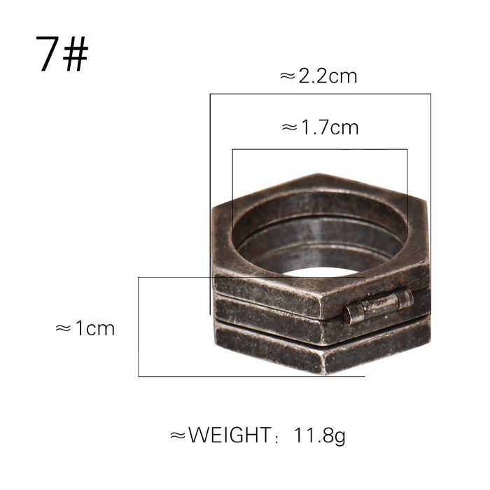 Wholesale Multi-Sided Simple Retro Style Titanium Steel Ring Men' s Ring