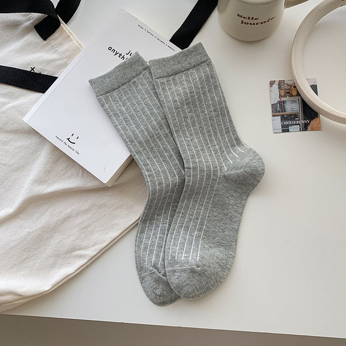 Wholesale Socks gray series mid tube cotton socks fashionable and versatile pile socks