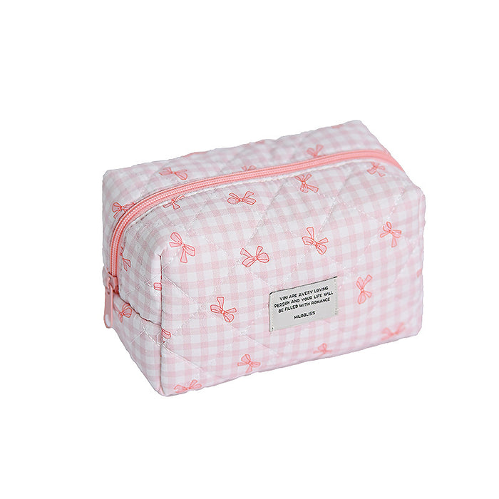 Wholesale plaid cosmetic bag large capacity high-end sense cute portable high-value storage bag