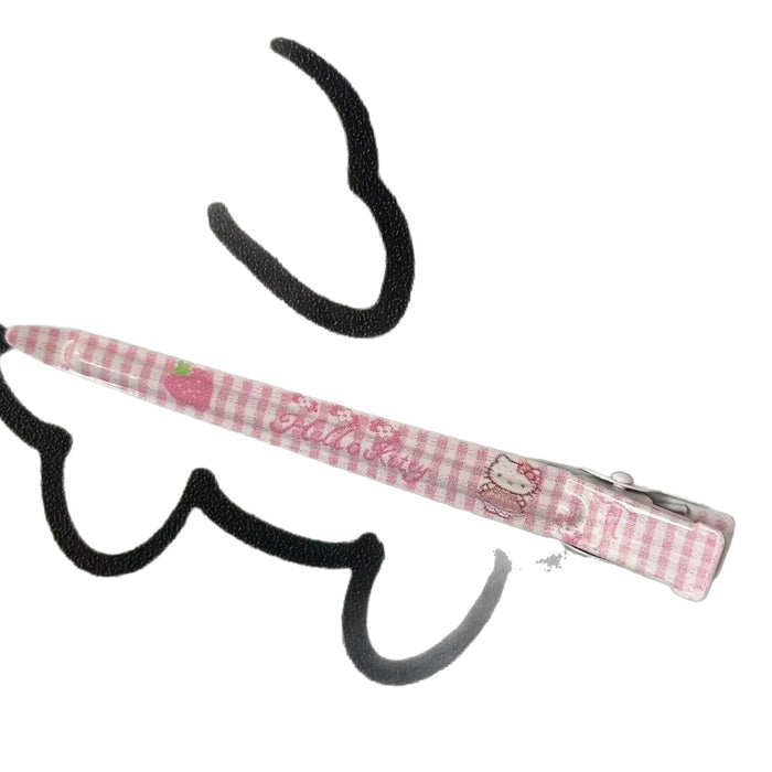 Wholesale Sweet Style Printed Plaid Cat Metal Long Hairpin Cute Girl Girl' s Duckbill Hairpin Hair Accessories