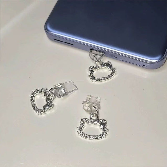 Wholesale Cute rhinestone phone charm with charging port,  universal dust plug,  type-C phone charm