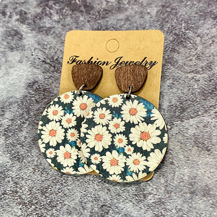 Wholesale Wooden earrings, flower splicing, wooden earrings, earrings, pendants