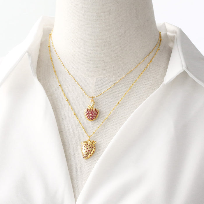 Wholesale   Fruit Strawberry Cherry Pendant Necklace Jewelry Women