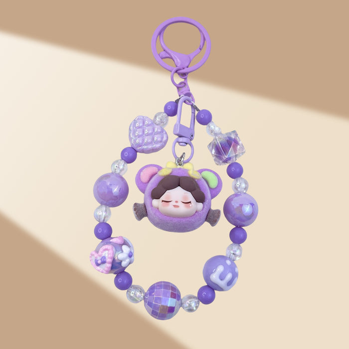 Wholesale Flocked Wizard Beaded Keychain