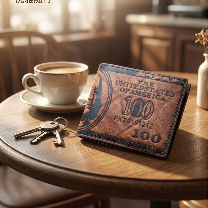 Wholesale Retro Men' s Bifold Wallet - Faux Leather Letter Pattern Multiple Card Slots - Fashion Accessory MOQ≥2