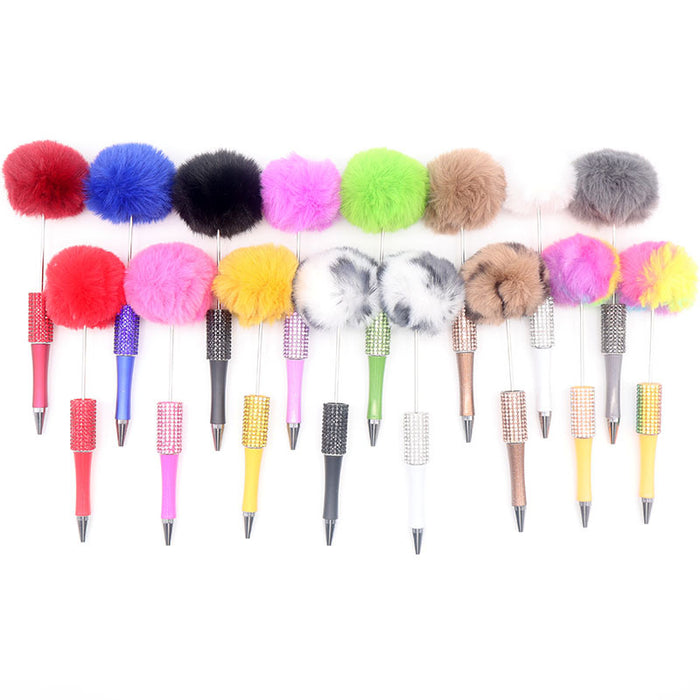 Wholesale Beadable Pens Rhinestone Leopard Print Pom Pom Pen Fluffy Pens JDC-PN-CY008