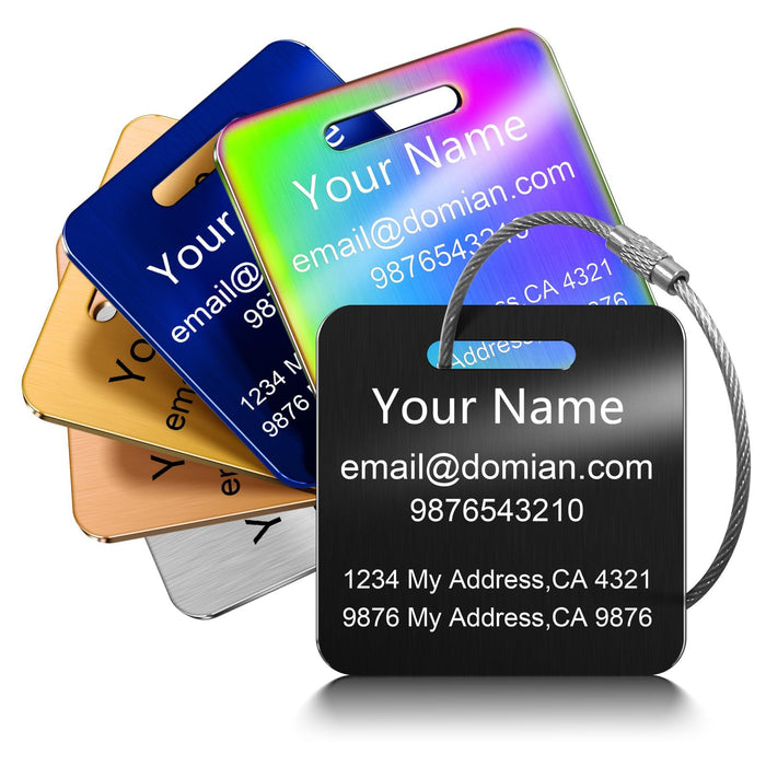 Wholesale Stainless steel tags, backpacks, luggage bags, travel cards, ID tags, steel wire keychains, stainless steel luggage tags