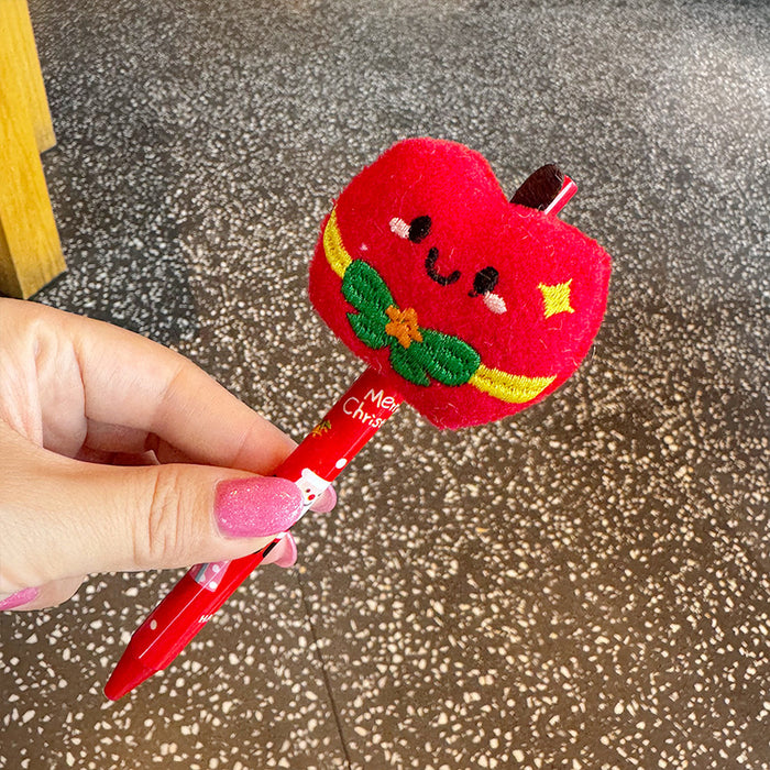 Wholesale Christmas Plush Cute Cartoon Push Ballpoint Pen