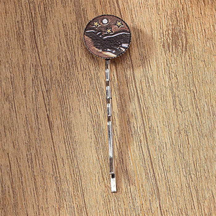 Wholesale western style cow head sunflower pattern printing hairpin