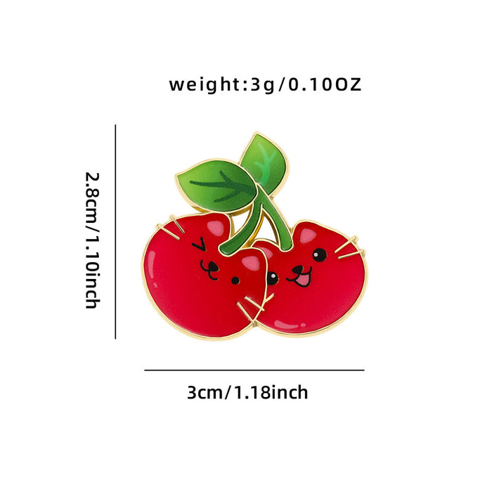 Wholesale Cartoon cute cat badge creative fruit cherry animal badge metal brooch clothing bag jewelry accessories