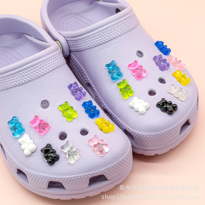 Wholesale Creative Transparent Acrylic Light Color Transparent Bear DIY Shoes Flower Shoes Buckle Accessories Accessories