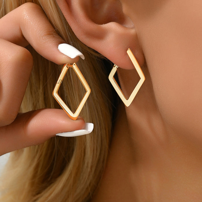 Wholesale Earrings with simple geometric quadrilateral design, earrings with niche temperament, earrings