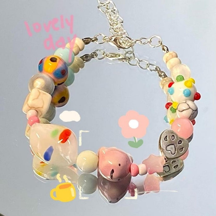 Wholesale Cute Cartoon Bracelet Girlfriend Couple Beaded Necklace Gift