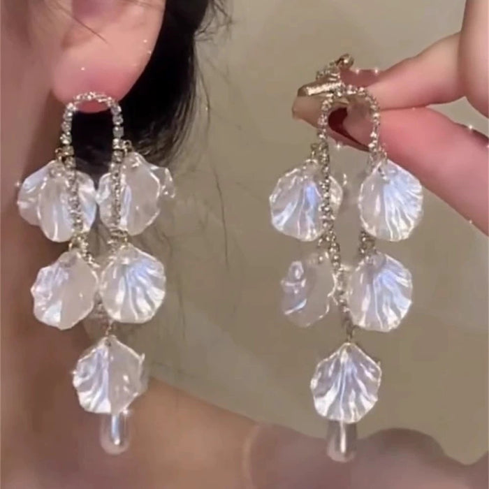 Wholesale Flower Tassel Zircon Earrings Copper Fashion Accessory MOQ≥2