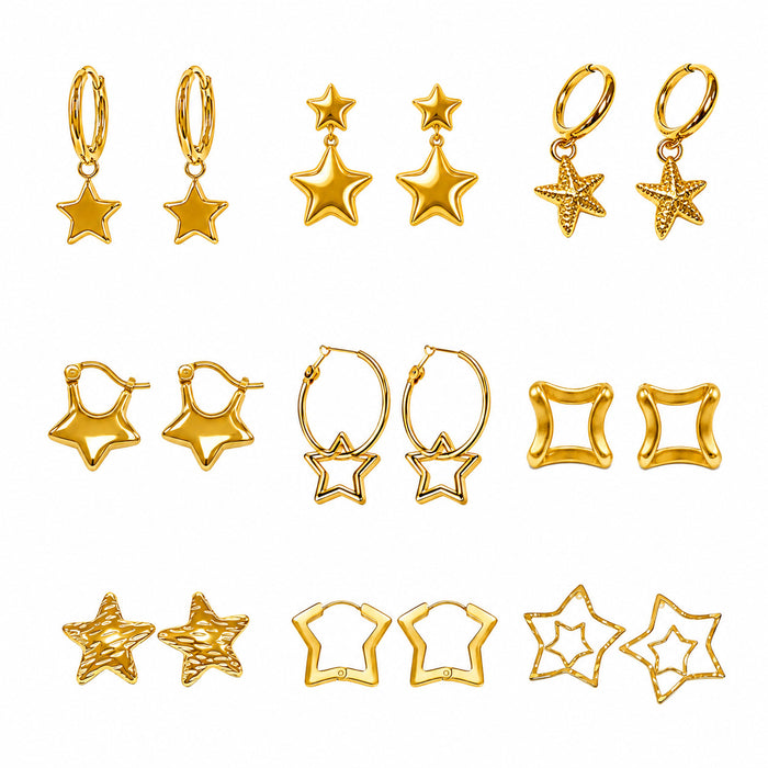 Wholesale stainless steel earrings,  star-shaped five-pointed star niche design earrings,  fashionable and unique stud earrings.