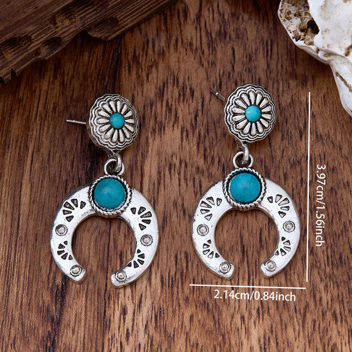 Wholesale Vintage horseshoe green earrings