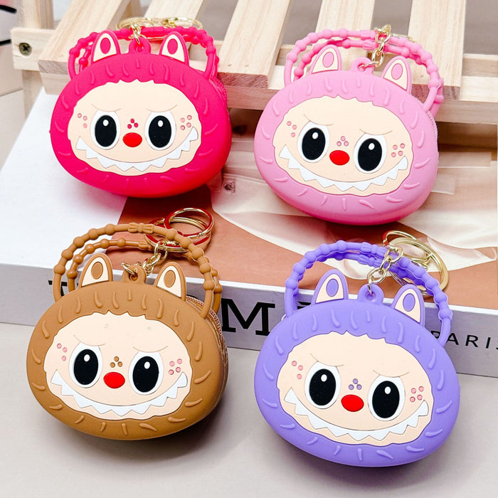 Wholesale Silicone Coin Purse Keychain Portable Round Cartoon Headset Storage Bag Decorative Small Pendant