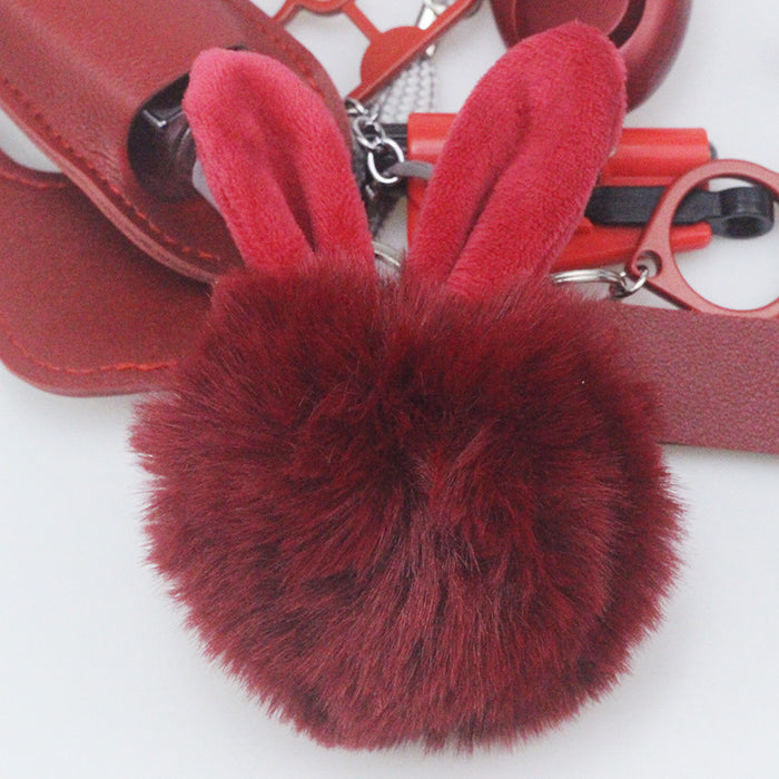 Wholesale Multifunctional Fur Ball PU Leather 9-piece Keychain JDC-KC-TouMS083