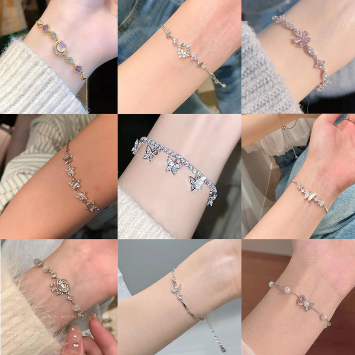 Wholesale Butterfly bracelet with niche design, high-end feel, floral zircon jewelry, versatile, light luxury, exquisite