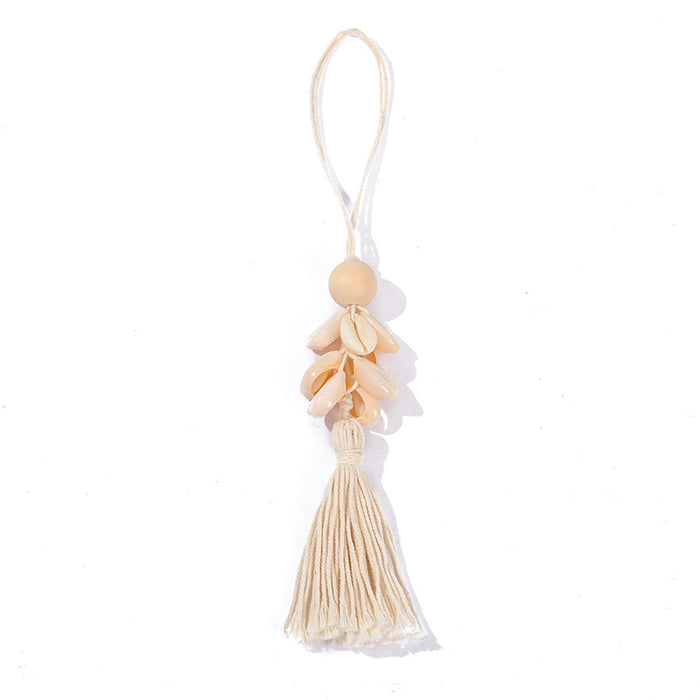 Wholesale Natural Shell Wood Beads Cotton Tassel Keychain JDC-KC-ZhenZhen003