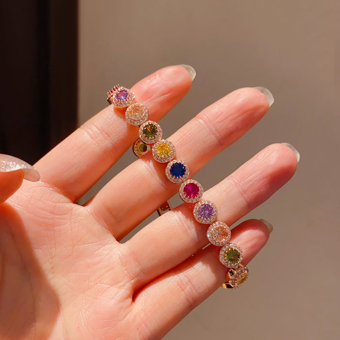 Wholesale Rainbow Round Zircon Bracelet Jewelry Accessory
