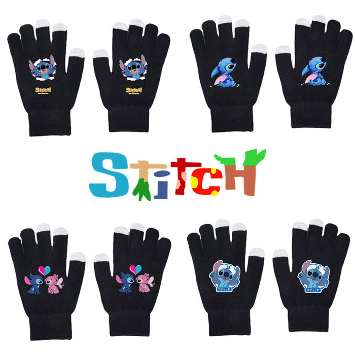 Wholesale Solid Color Printed Black Knitted Gloves JDC-GS-WuDuomei001