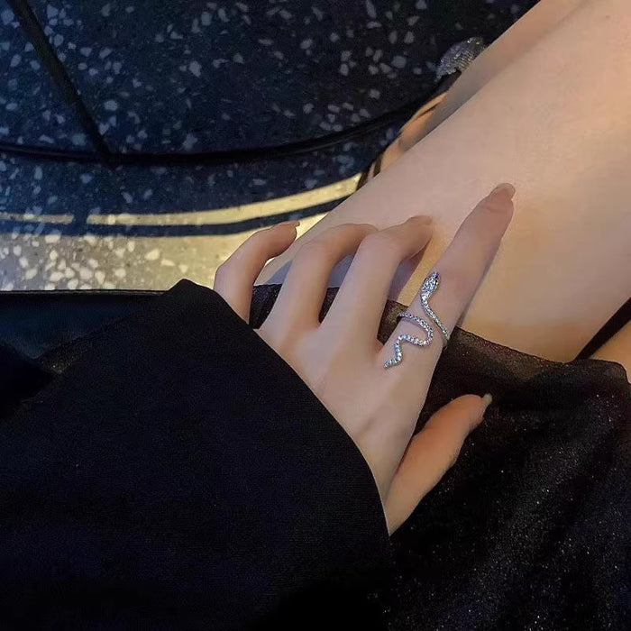 Wholesale Micro inlaid diamond ring with adjustable female opening, niche design, index finger ring, light luxury and high-end feel