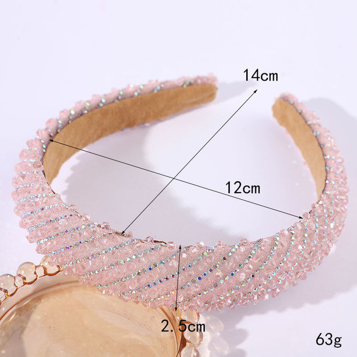Wholesale Thin diamond headband fashionable and light luxury temperament multi-color headdress hair accessories personality sweet cool cotton headband for women