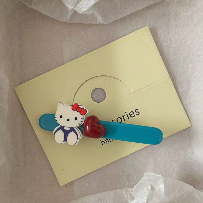 Wholesale Blue water drop heart cat hairpin sweet style versatile girl side duckbill clip hairpin
