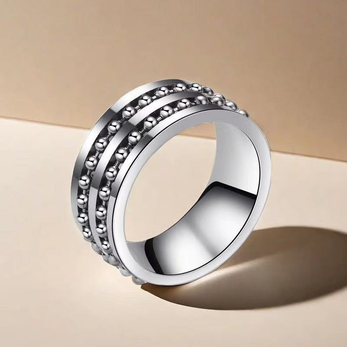 Wholesale Stainless Steel Double Row Men's Ring JDC-RS-XinJu003