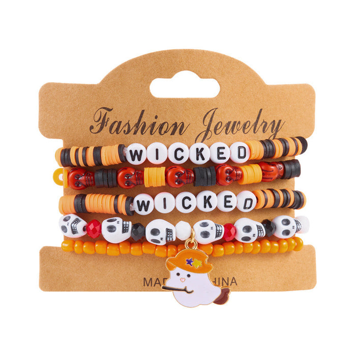 Wholesale  bat pumpkin  pendant bracelet rice beads multi-layer beaded holiday party bracelet