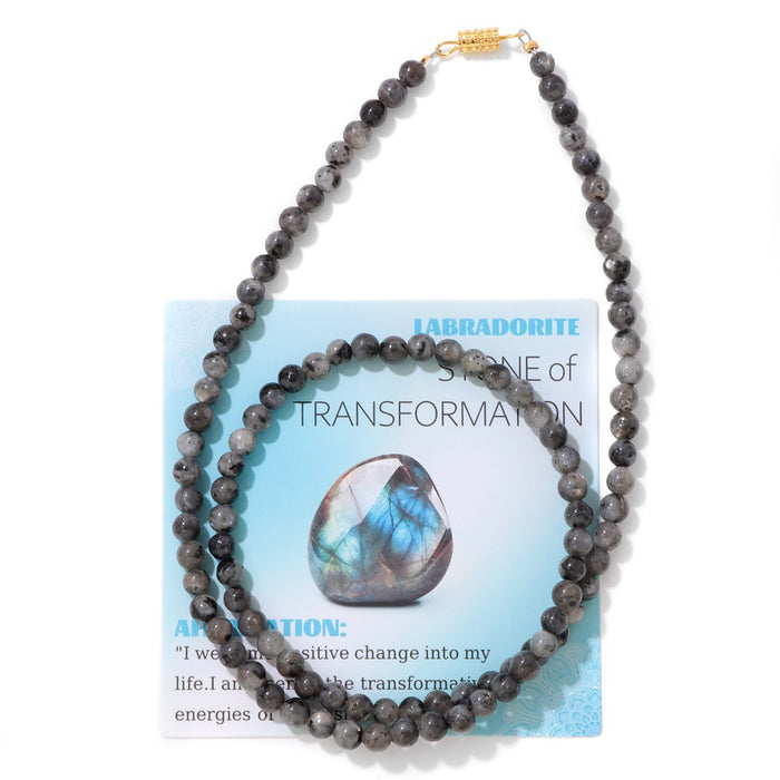 Wholesale 6mm stone bead screw clasp necklace card packaging choker necklace