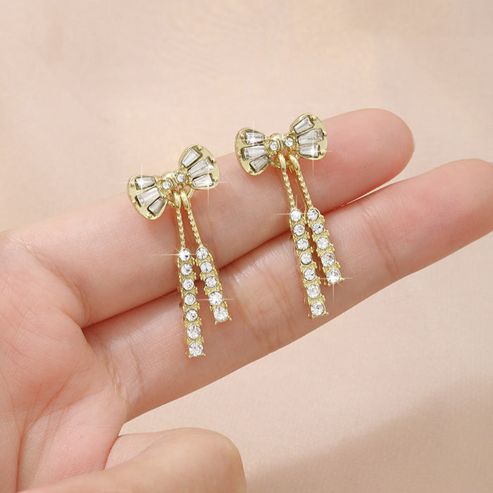 Wholesale Bow Diamond Crystal Earrings Fashion Elegant Earrings