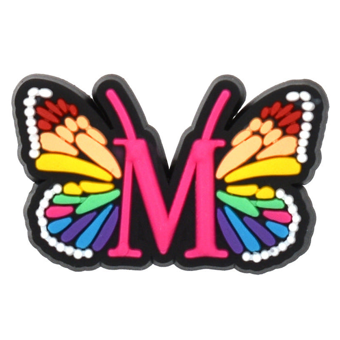 Wholesale 100 PCS PVC Cartoon Butterfly Alphabet DIY Shoe Buckles JDC-SC-RYY004